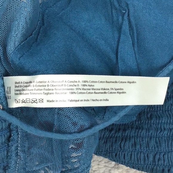 Free People FP One Athena Scallop Crochet Bralette Crop Top Boho Teal Blue Sz M - Picture 10 of 11